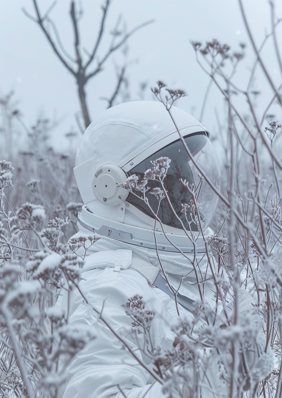 Astronaut in Winter Snow Portrait