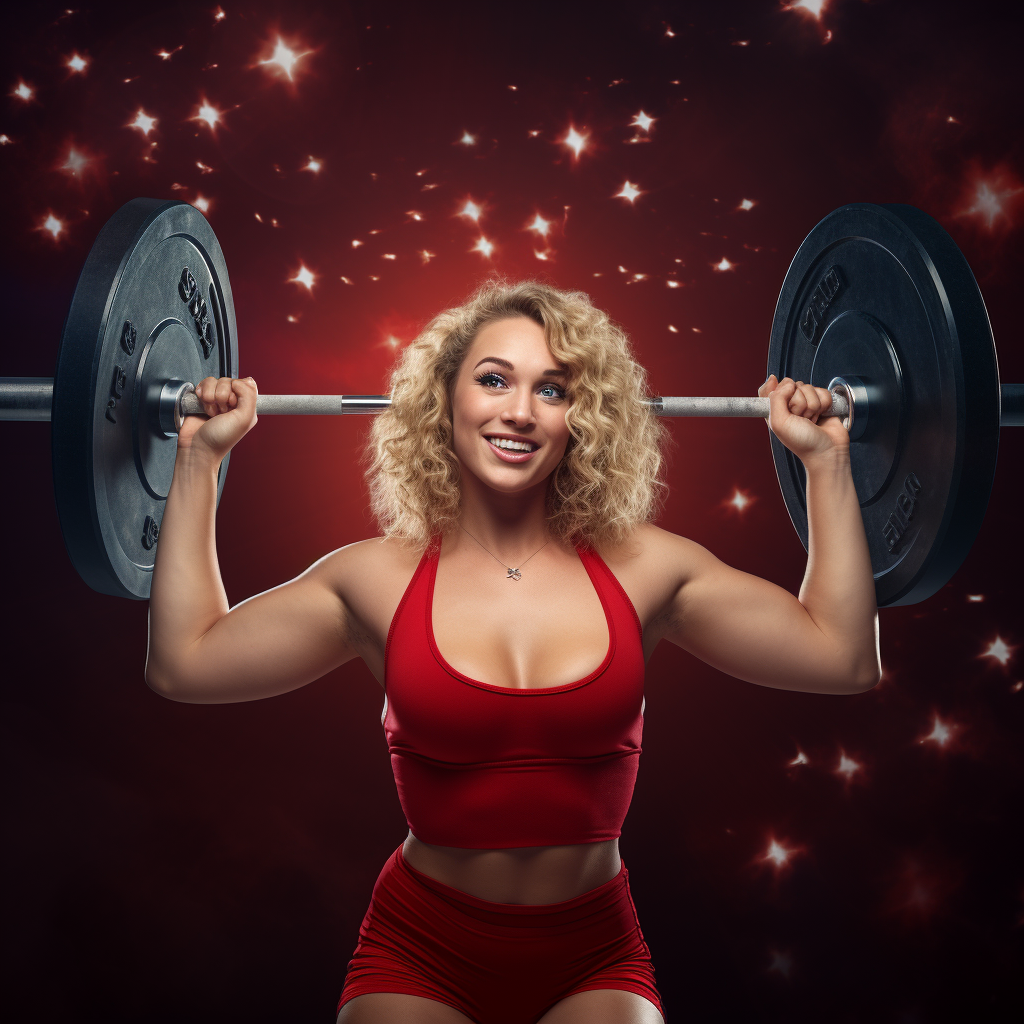 Plus-Sized Blonde Woman Lifting Barbell at Olympic Competition