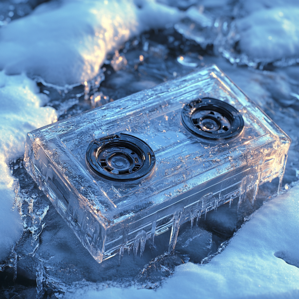 Cassette tape in frozen winter