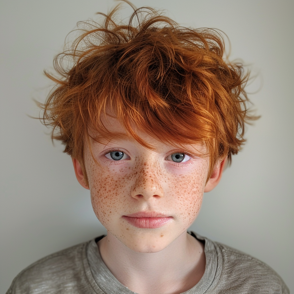 Autistic boy with red hair