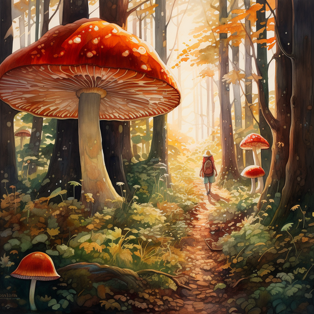 Wanderer in the Tranquil Mushroom Realm