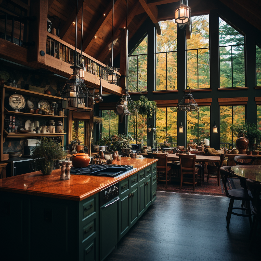 Vintage Luxury Oak Kitchen in Autumn