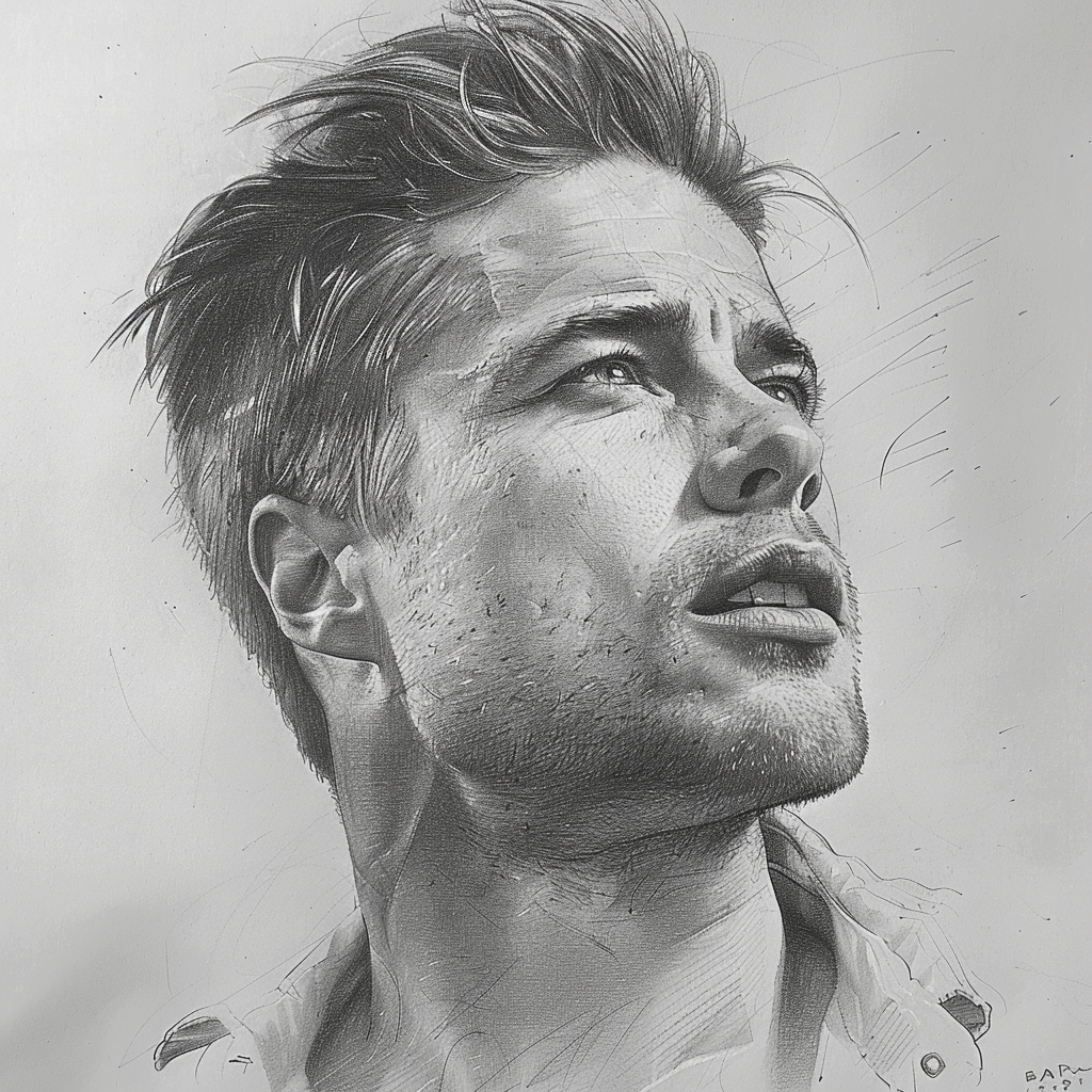 Brad Pitt Fine Pencil Sketch