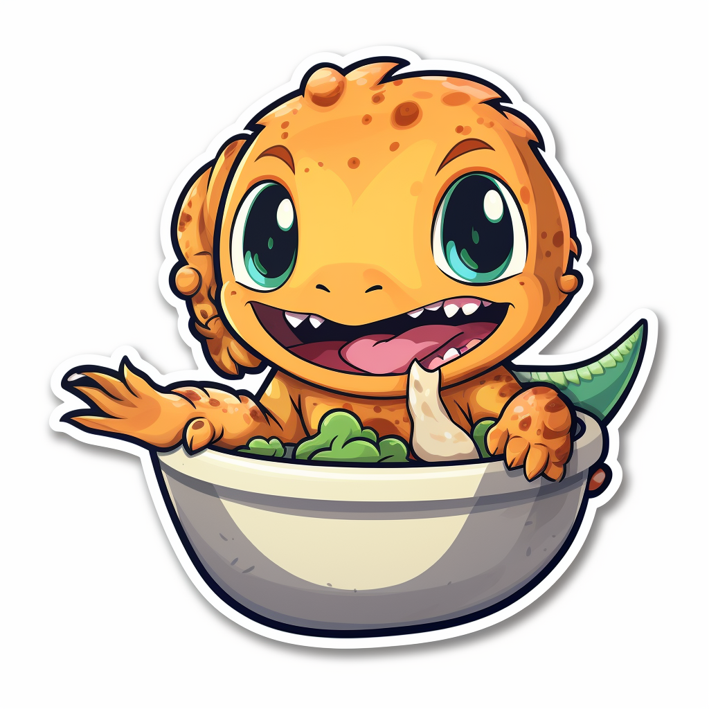 Cute Baby Dino Enjoying Delicious Ramen