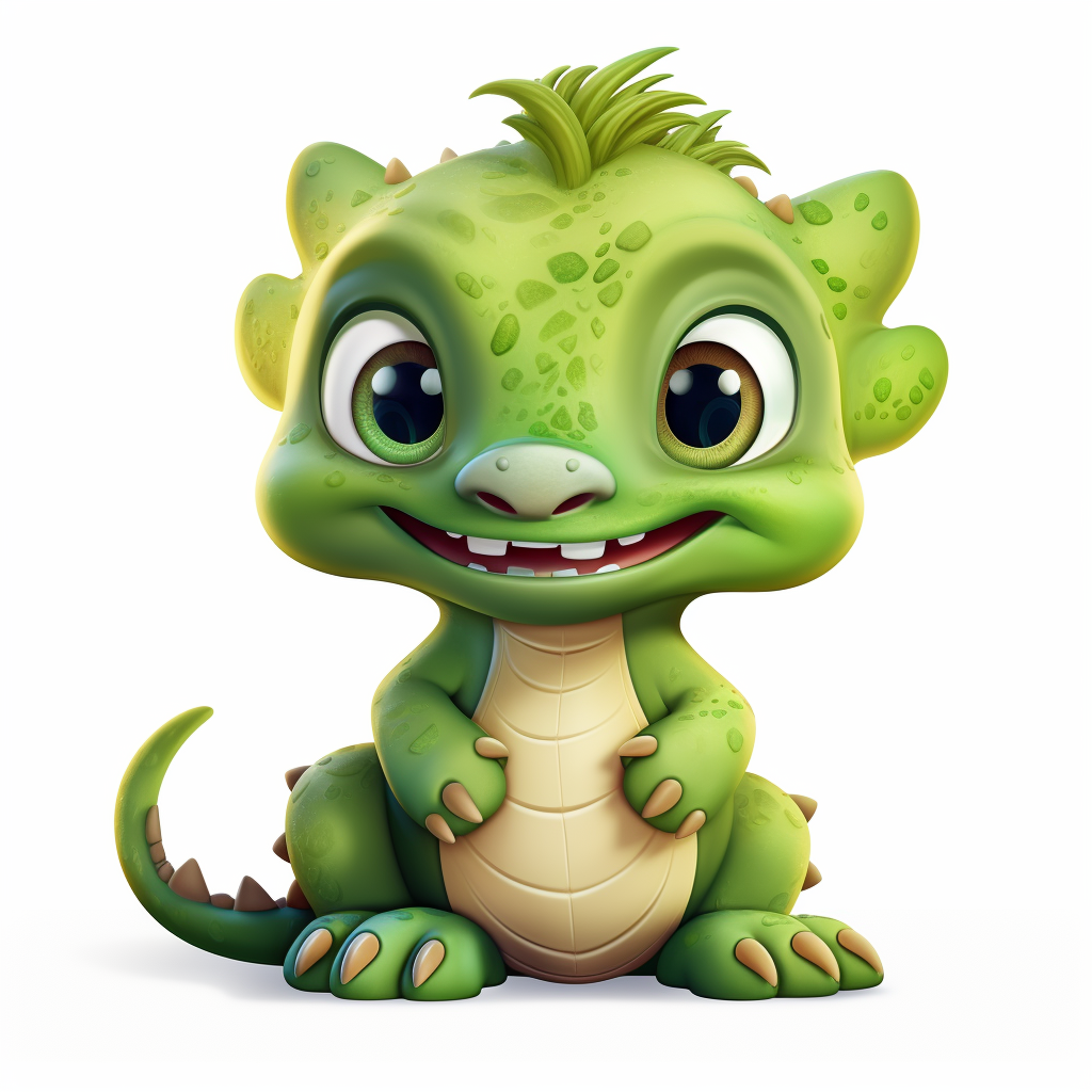 Smiling baby dragon cartoon