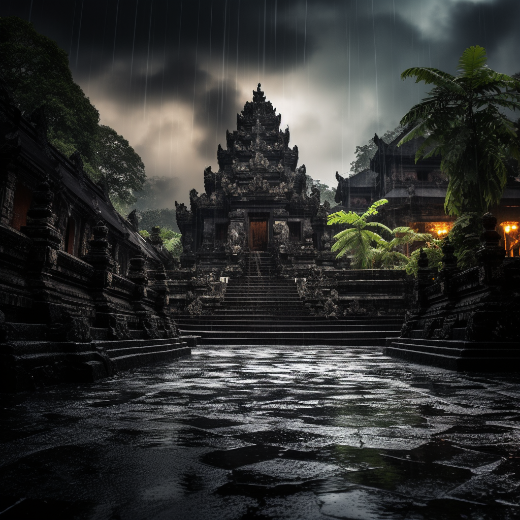 Picturesque Bali Temple in Dramatic Light