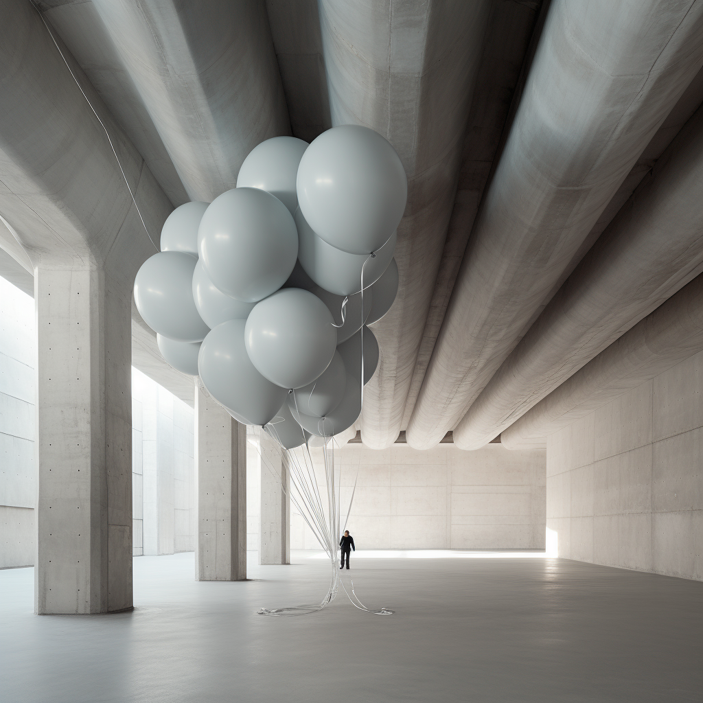 Balloon between slabs bursting with architectural design