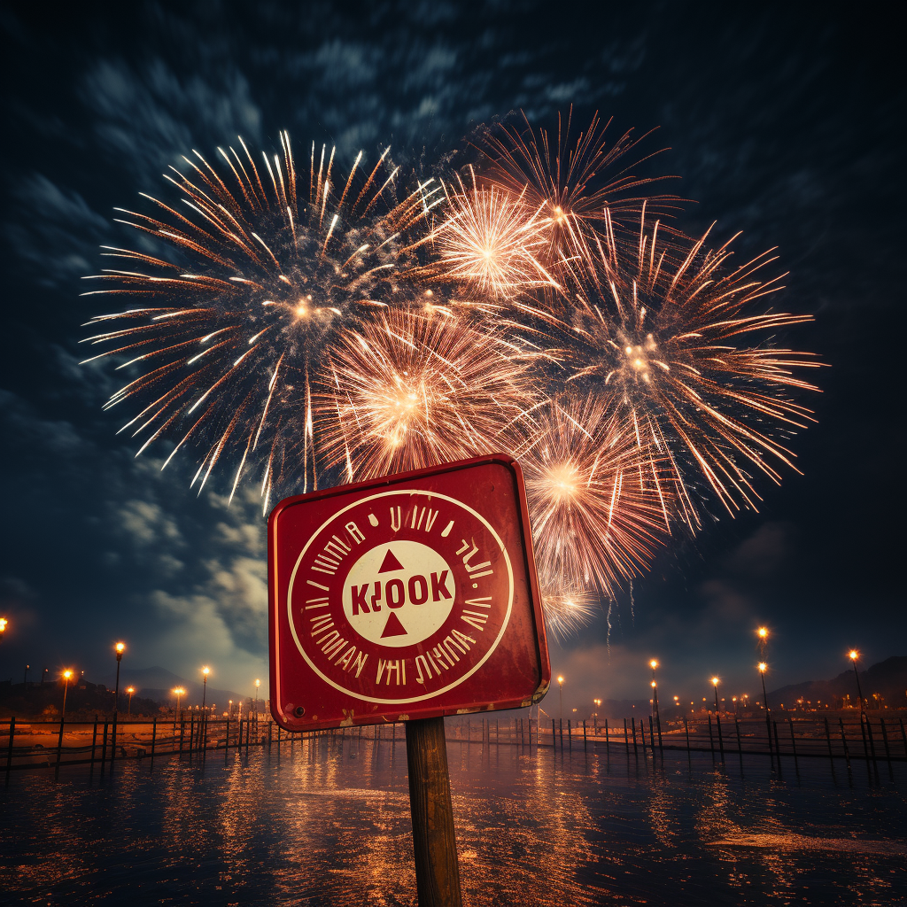 Sign recommending ban on fireworks