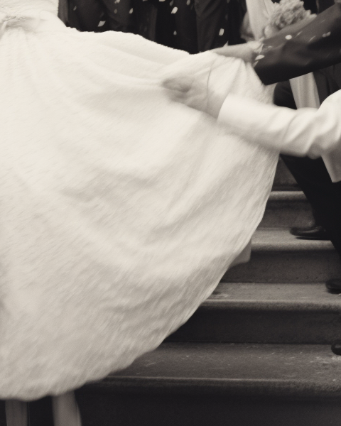 Brigitte Bardot being carried out of the church on her wedding day