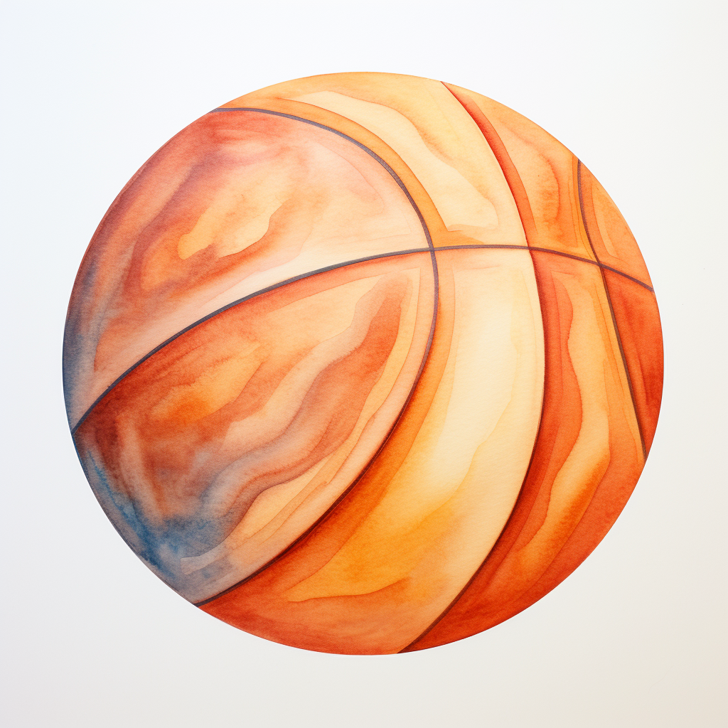 Simple basketball watercolor drawing