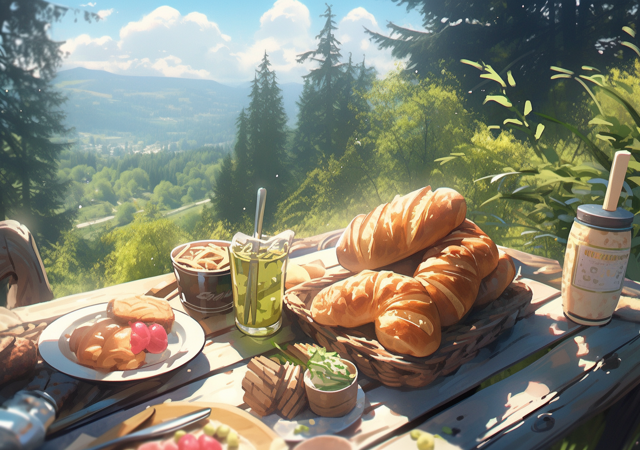 Scenic Bavarian breakfast in nature