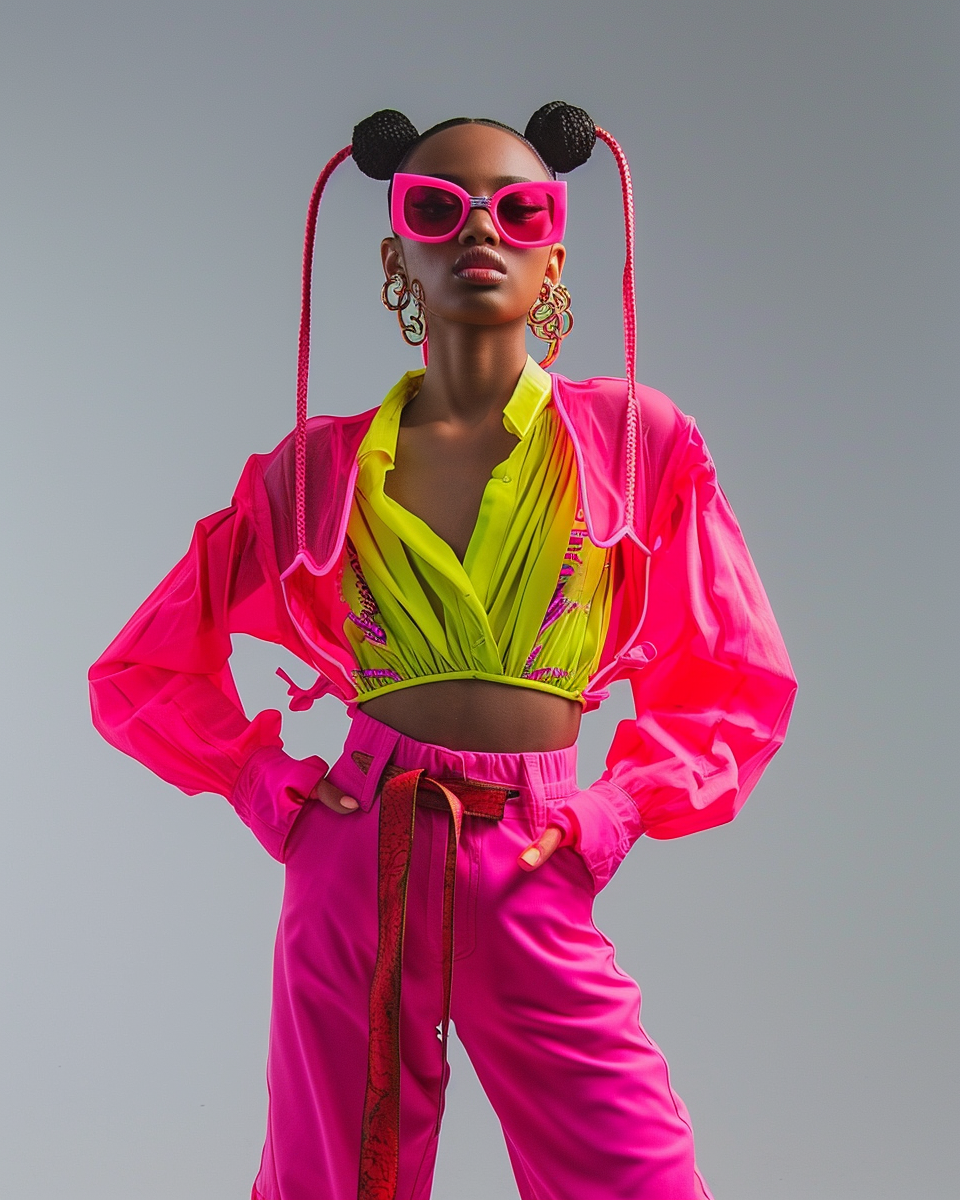 Model in Candy Color Pop Outfit