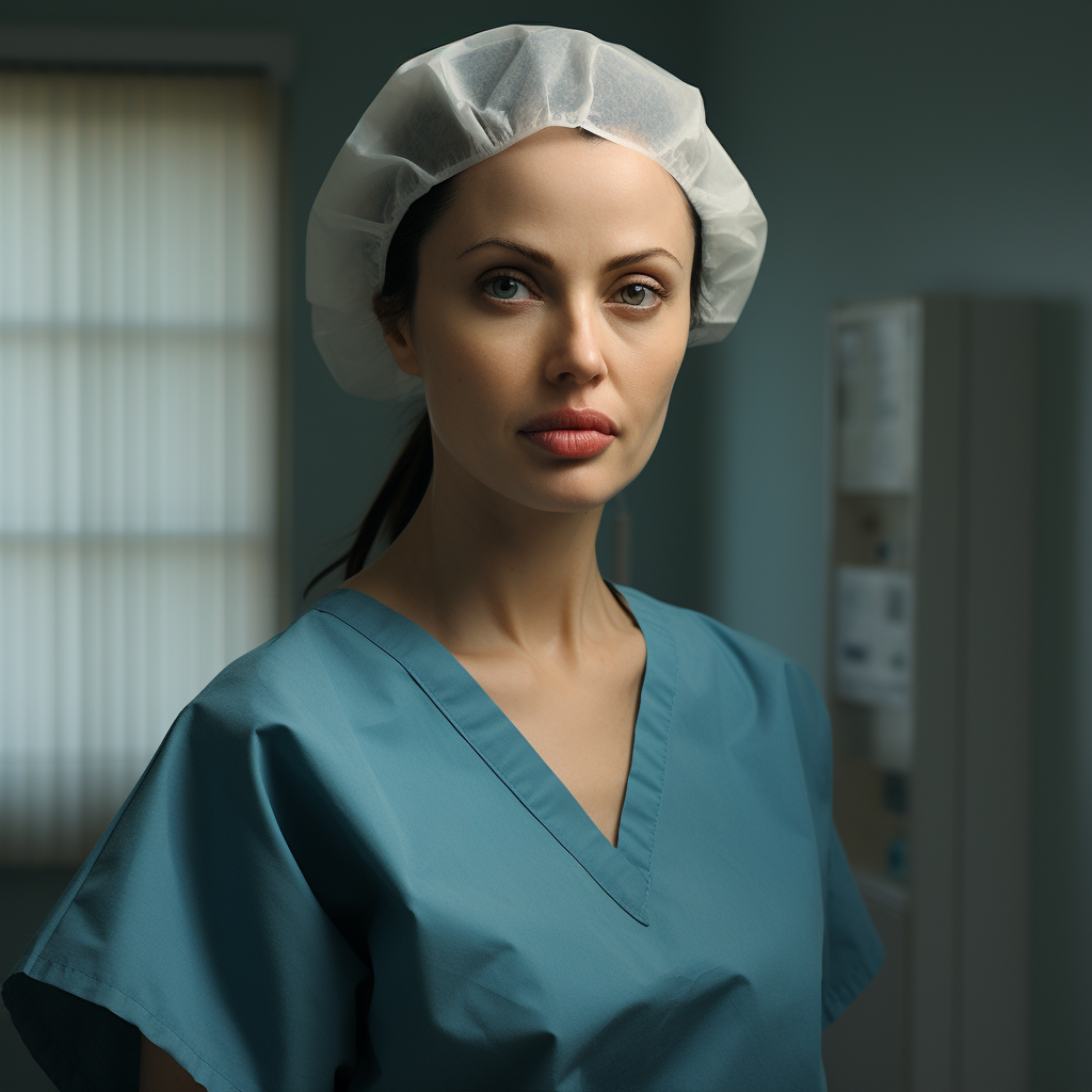 Angelina Jolie as nurse in hospital