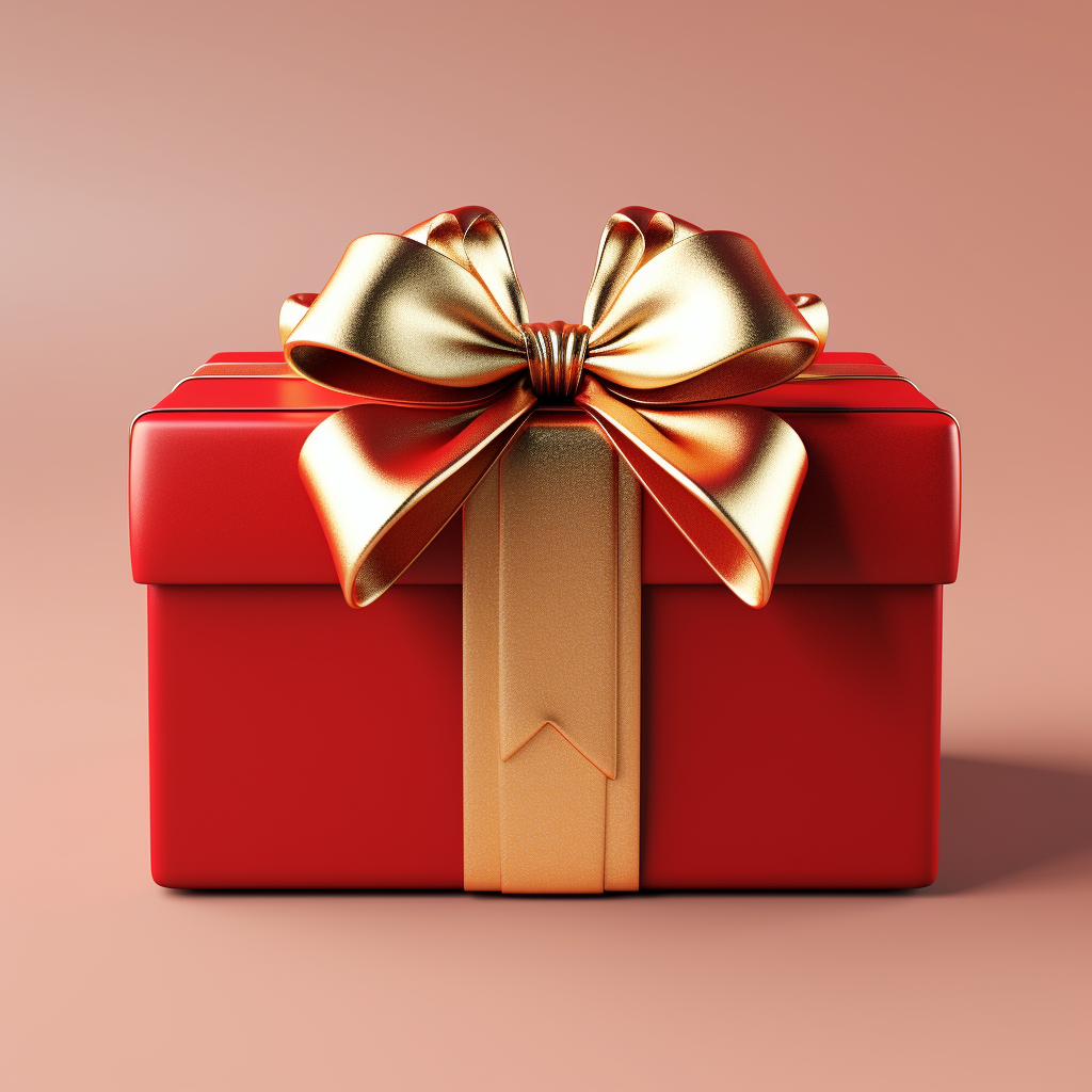 Beautiful red gift box with golden bow