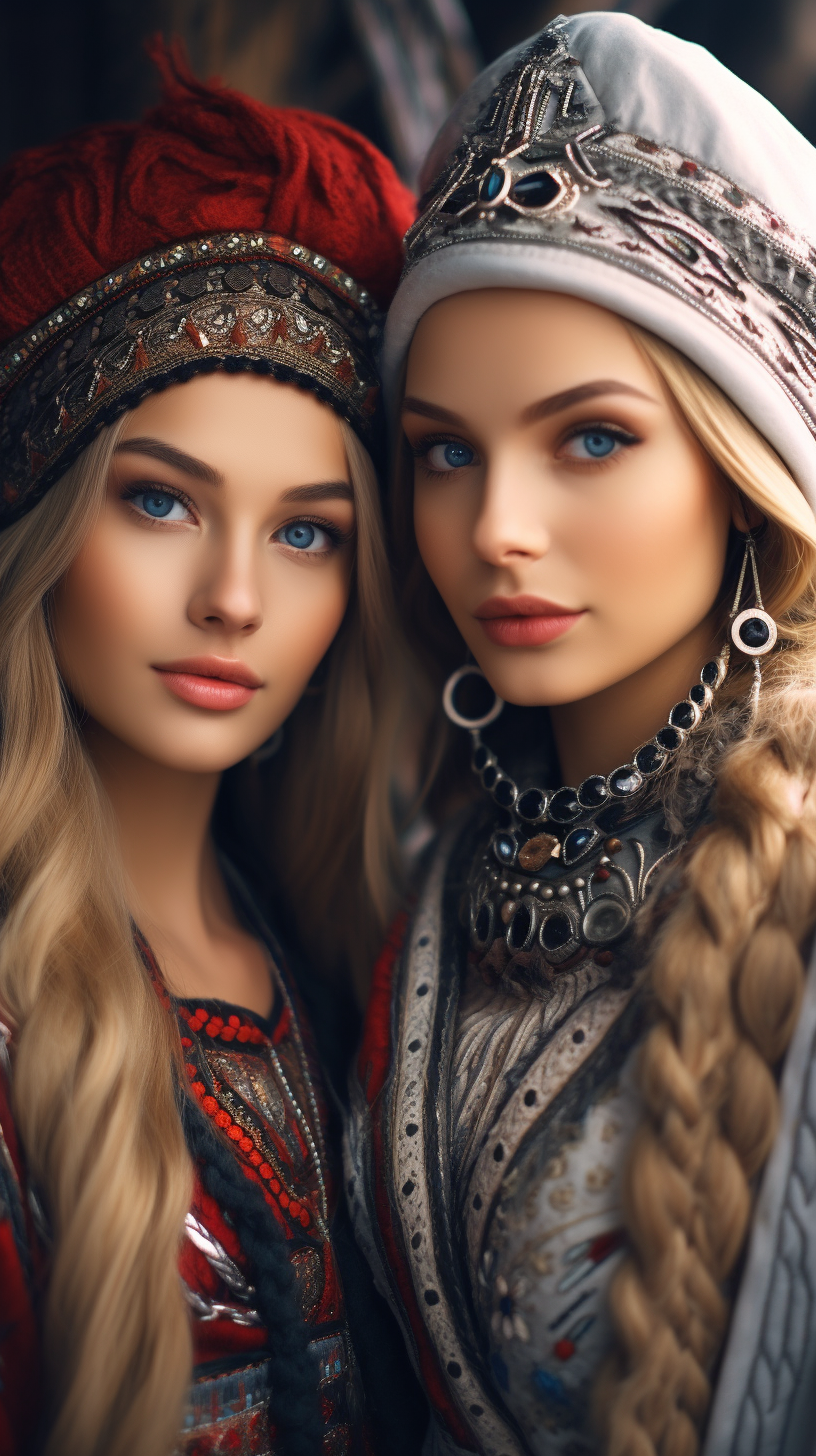 Illustration of two stunning Russian women