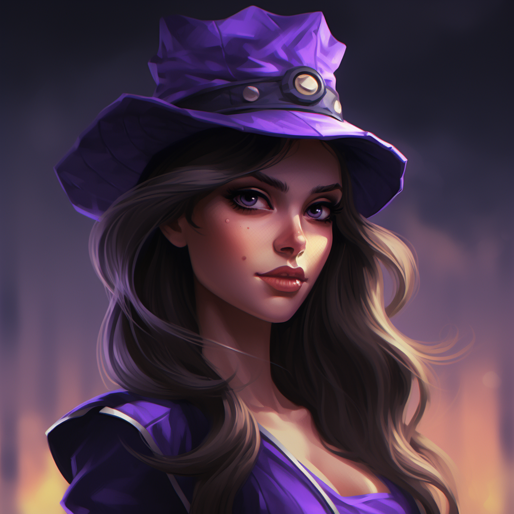 Beautiful Female Waluigi Character