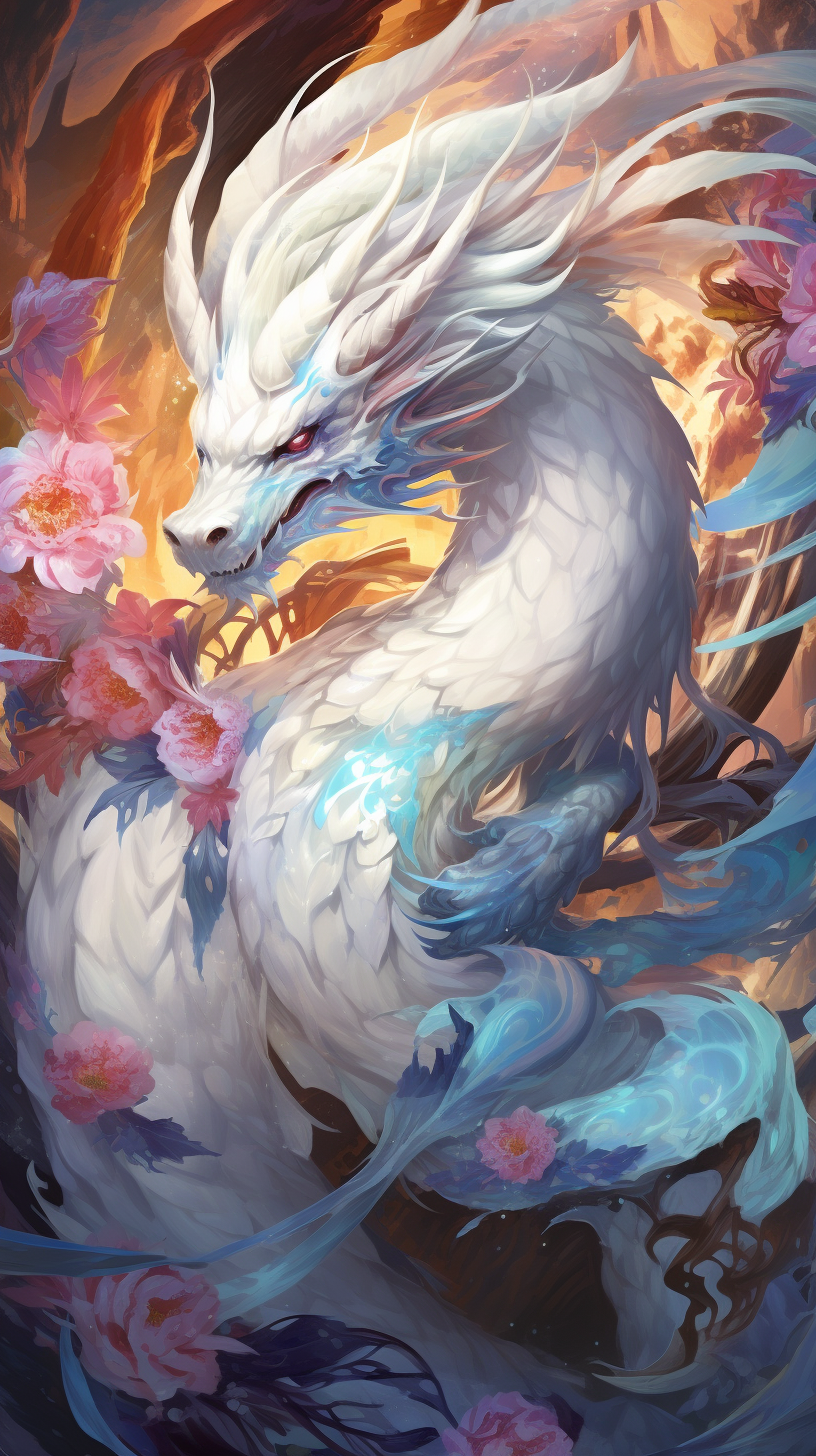 Brightly colored divine dragon illustration