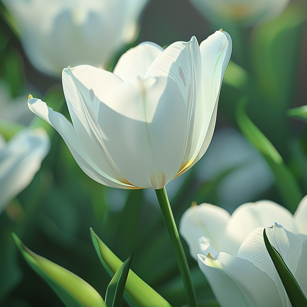 White tulip with depth