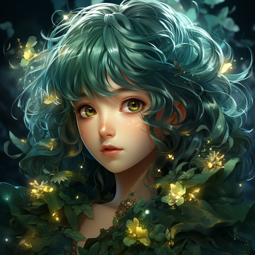 Gorgeous Wizard Emerald with Green Hair and Eyes