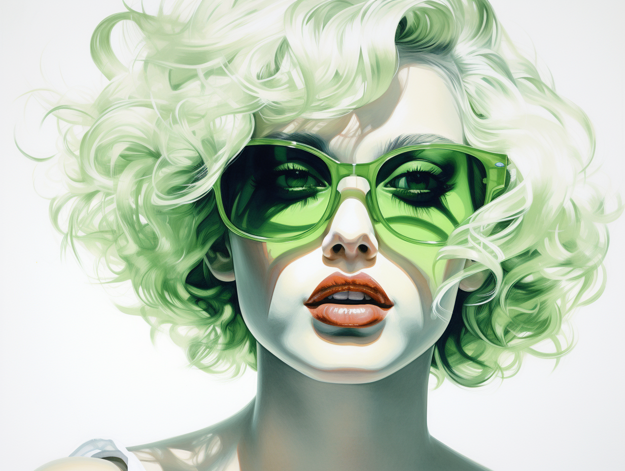 Beautiful woman wearing green sunglasses