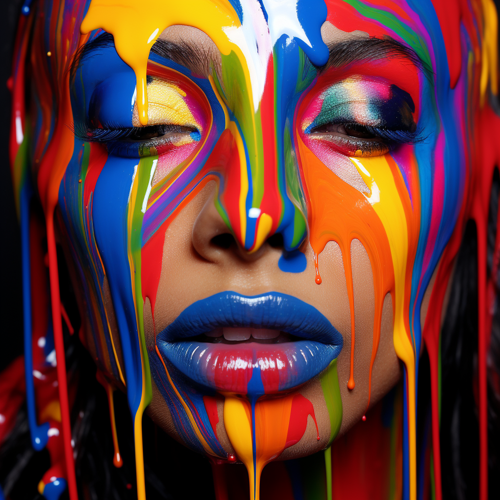 Woman with colorful paint on her face