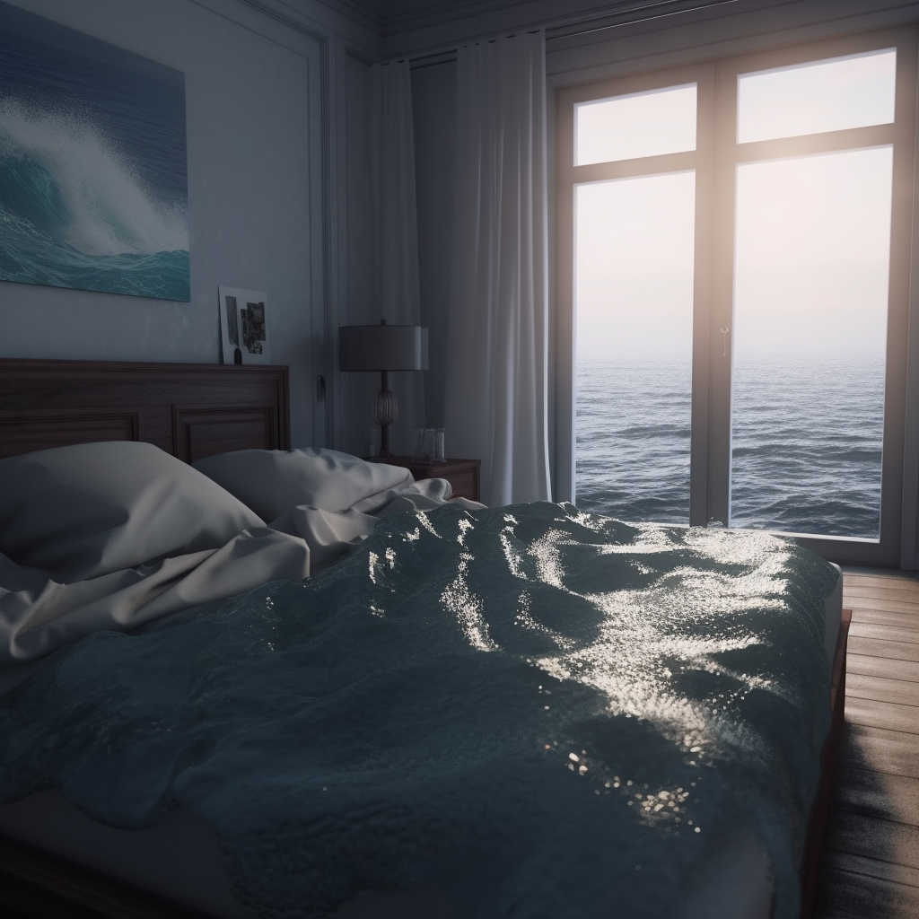 Mesmerizing bedroom melting into ocean