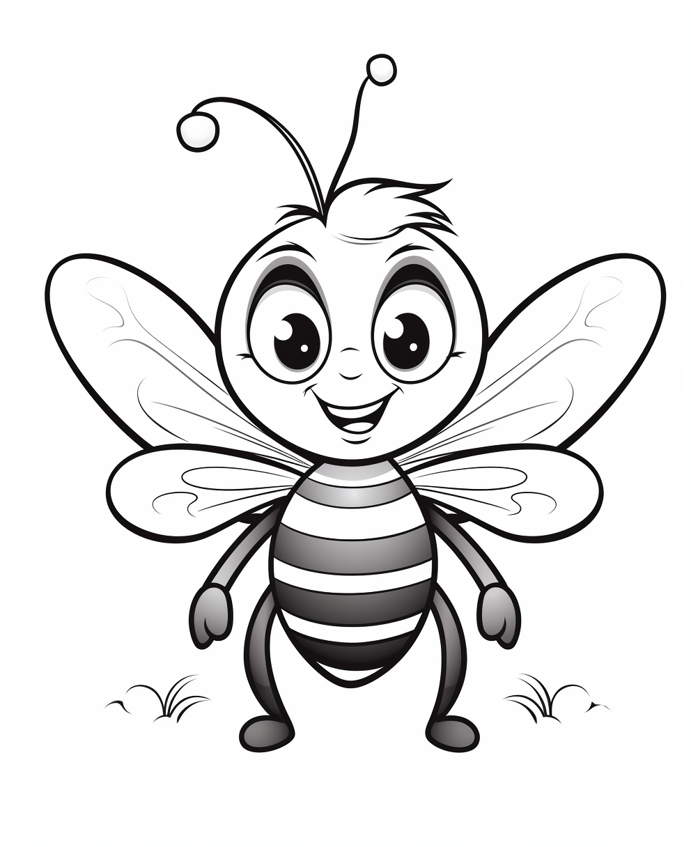 Cartoon Bee Coloring Page