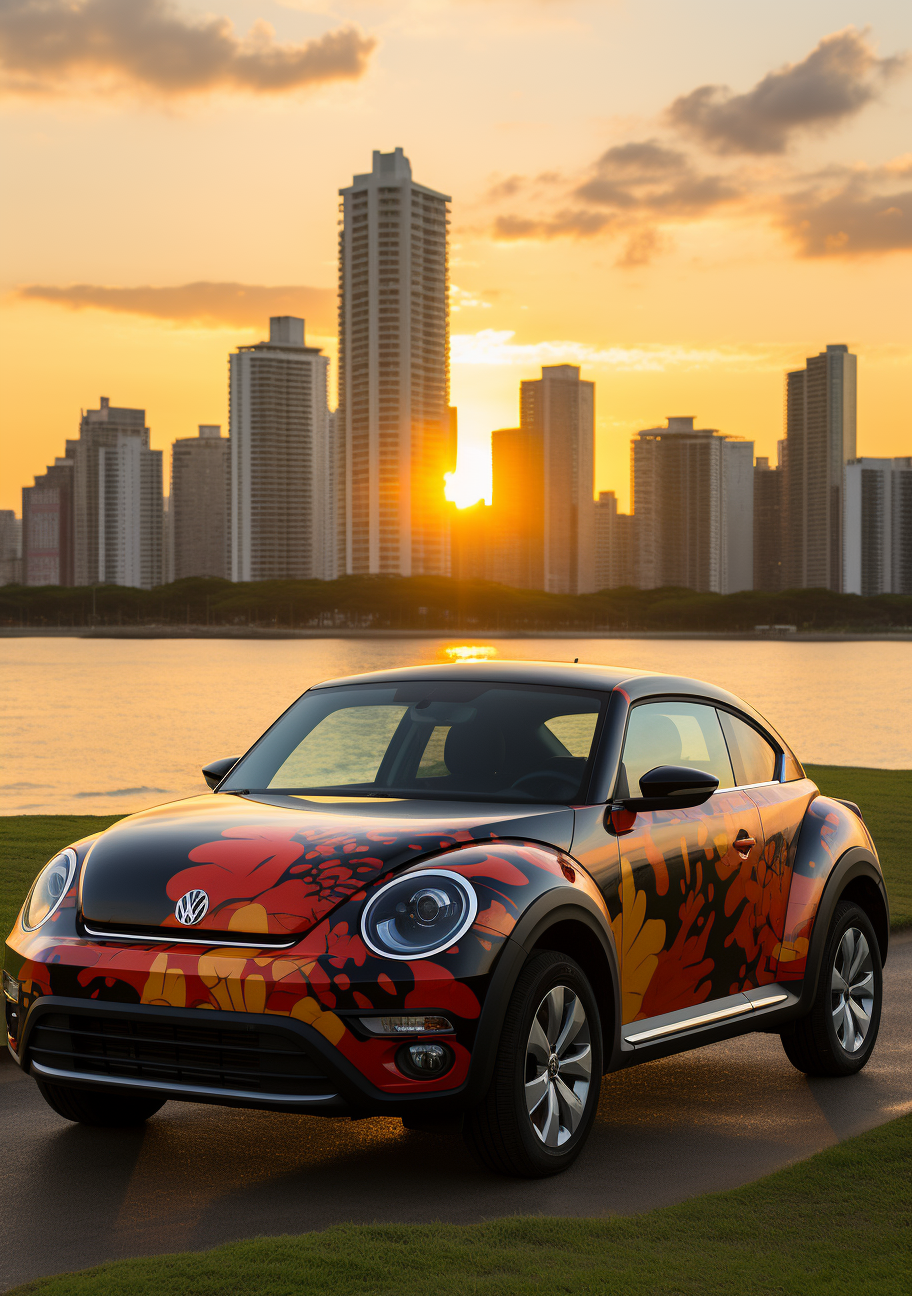 Beetle Volkswagen with Graffiti in Brazil