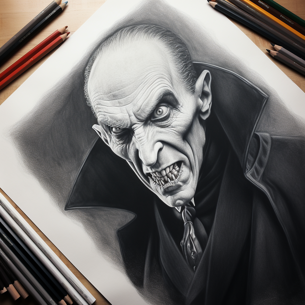 Bela Lugosi vampire nosferatu pencil drawing