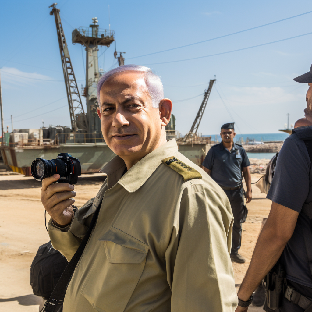 Benjamin Netanyahu at Gaza Port