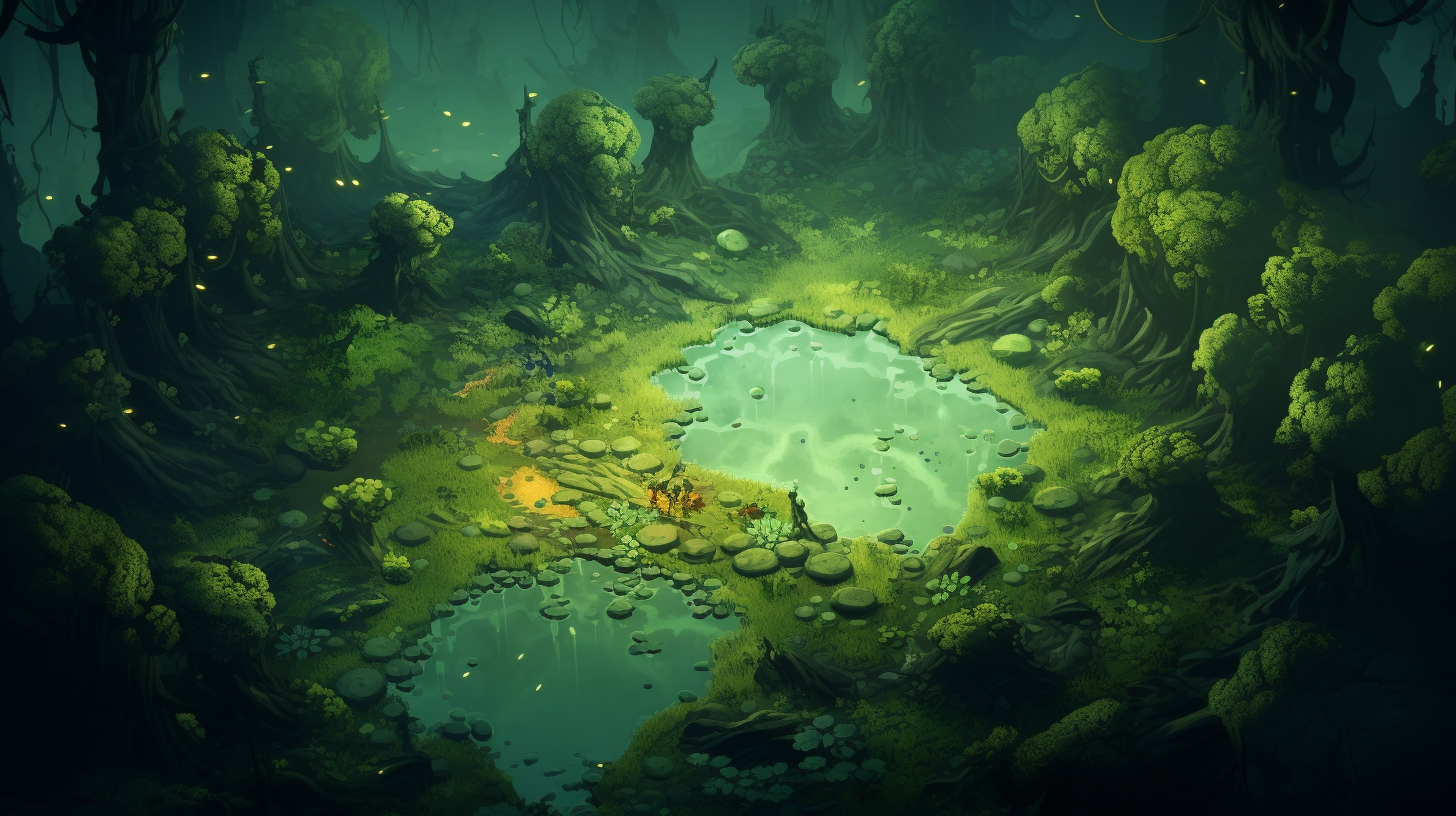 Fantasy forest landscape from above