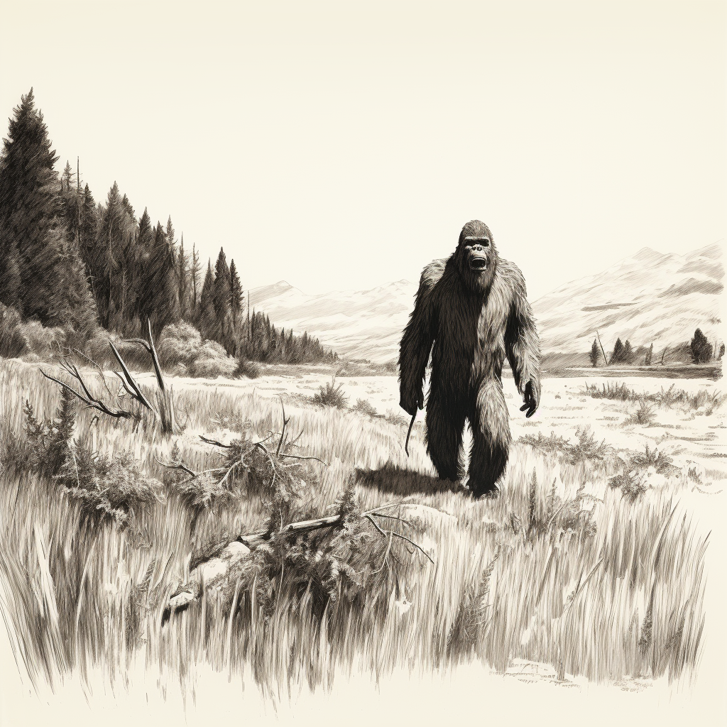 Bigfoot dragging large antler