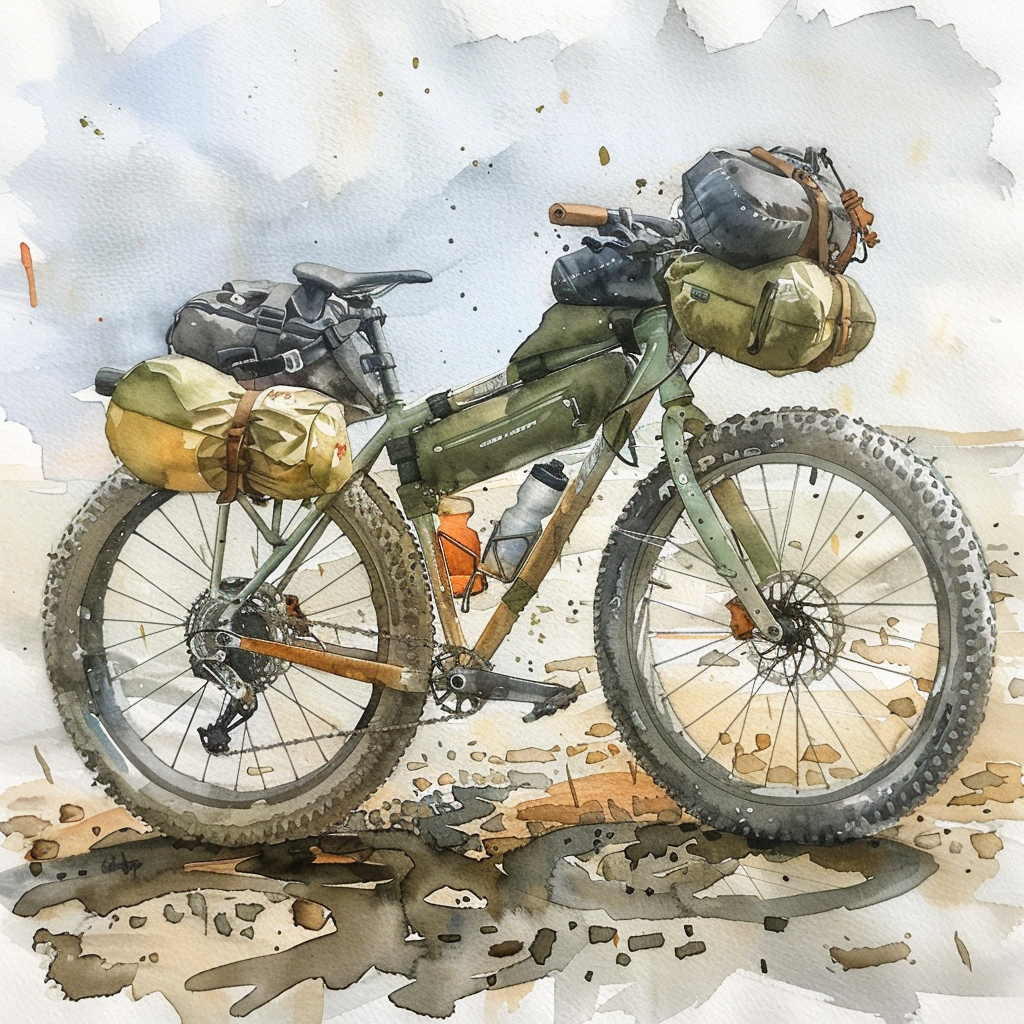 Bikepacking Rig Watercolor Illustration