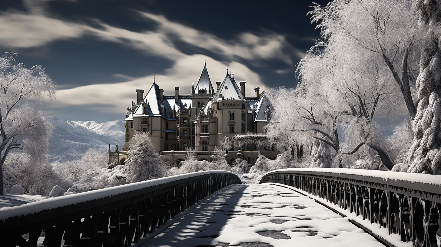 Snowy landscape at Biltmore Estate