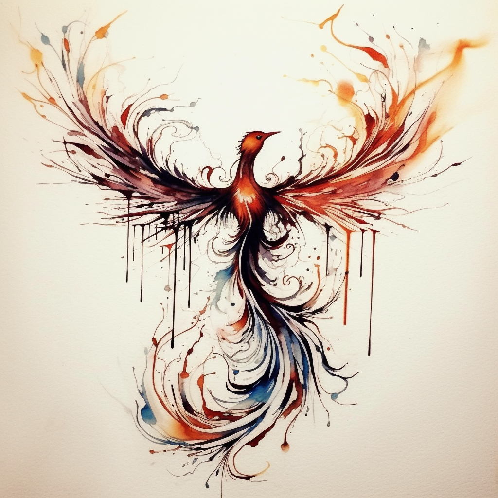 Minimalist bipolar phoenix tattoo design