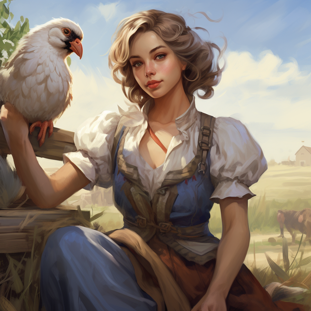 Bird Woman in Farmer Girls Clothing