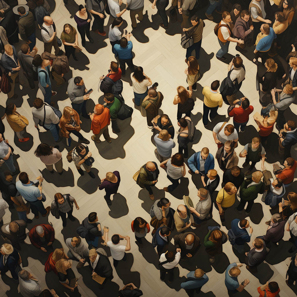 View of a crowd from above