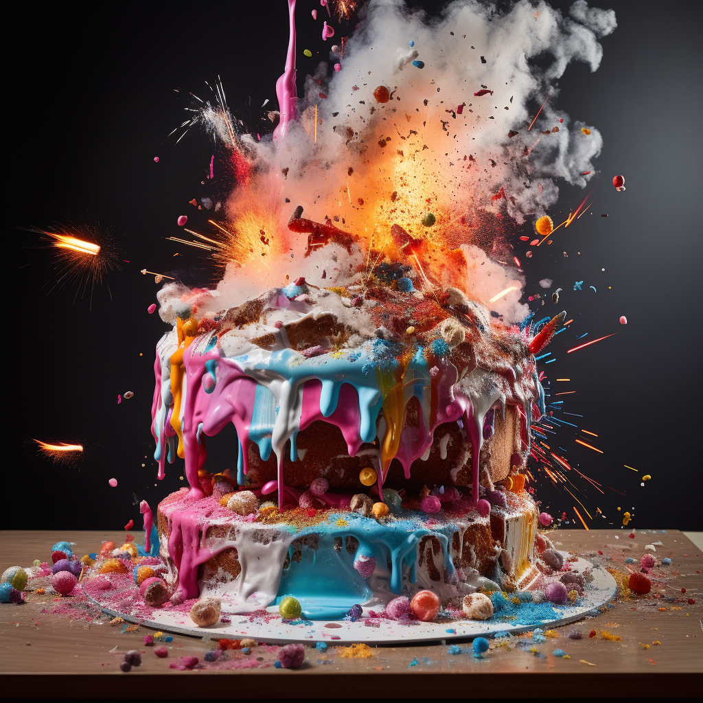 Colorful birthday cake explosion