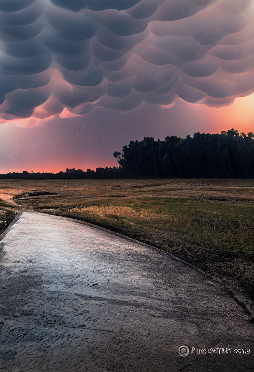 Intricate details of bizarre mammatus clouds