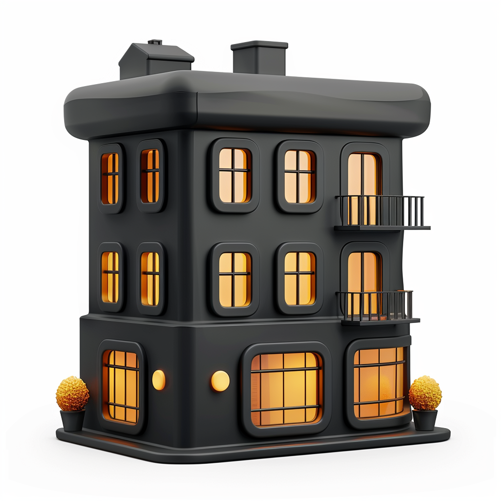 3D black apartment icon design