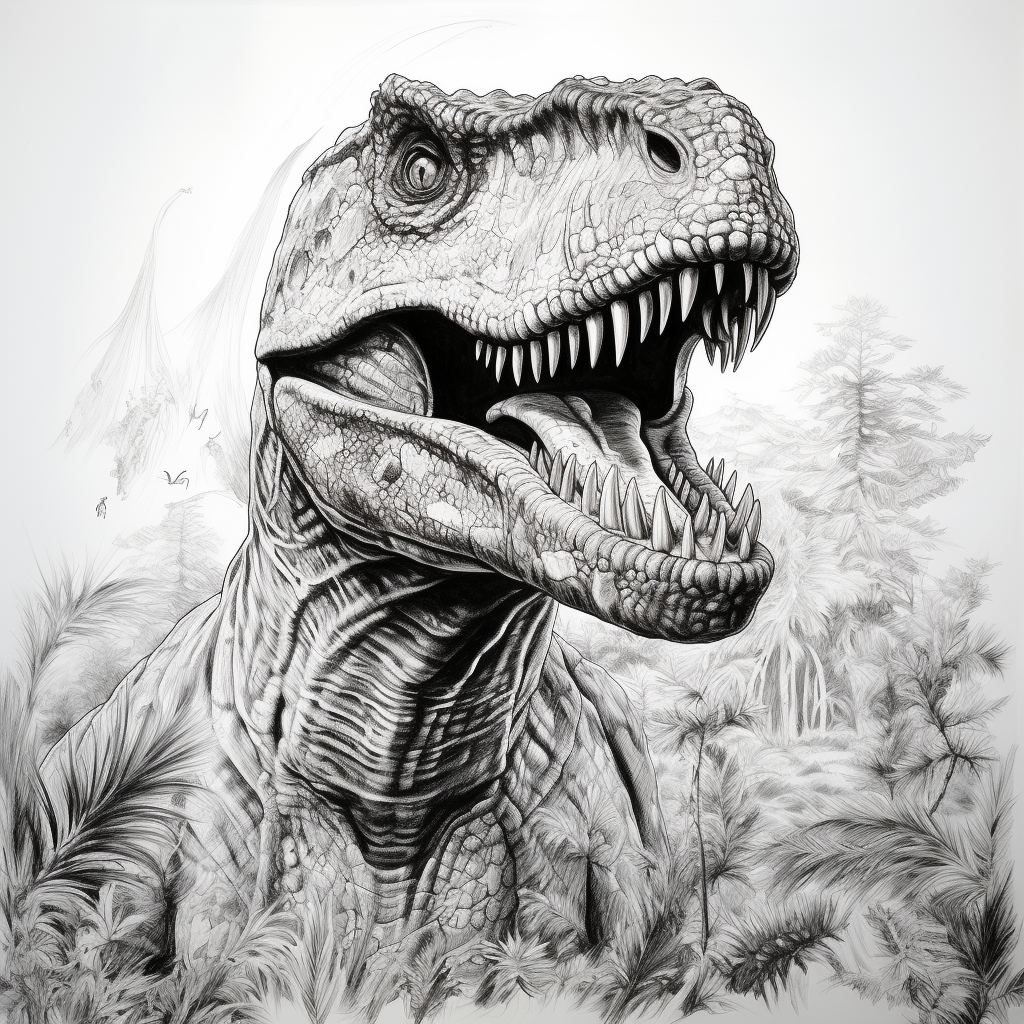 realistic dinosaurs in black and white