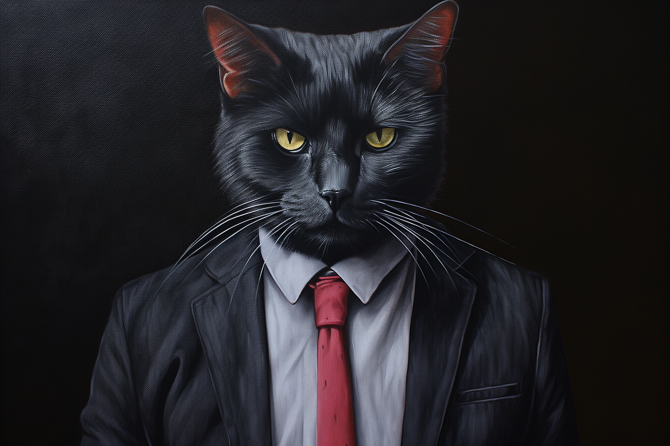 Colorful black cat suit painting