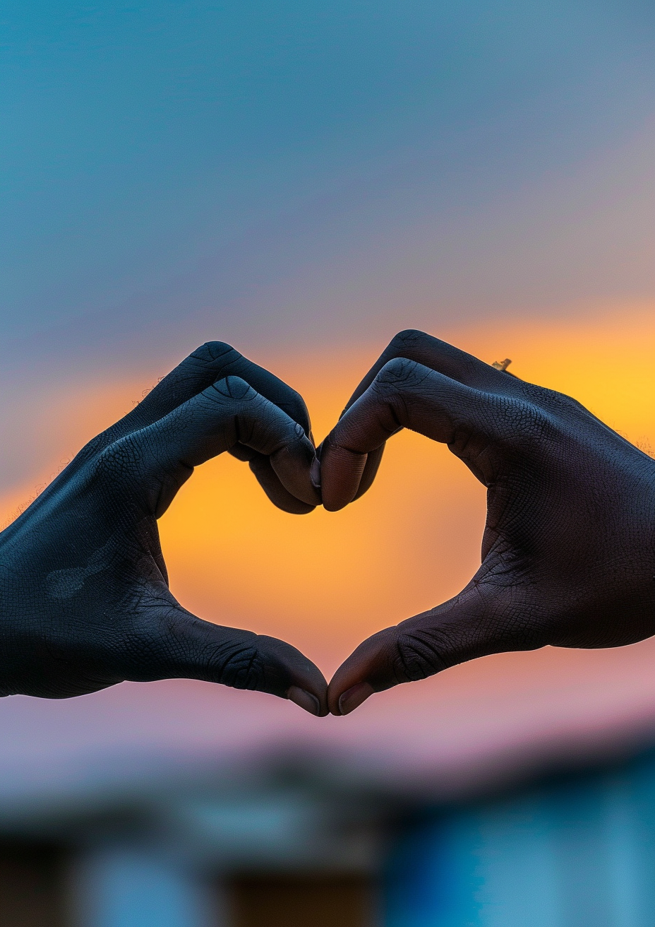 Black Couple Heart Shape Hands