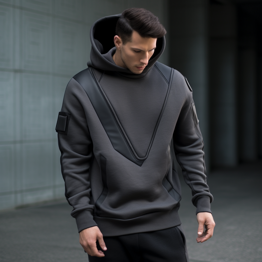 Minimalistic black hoodie with stylish details