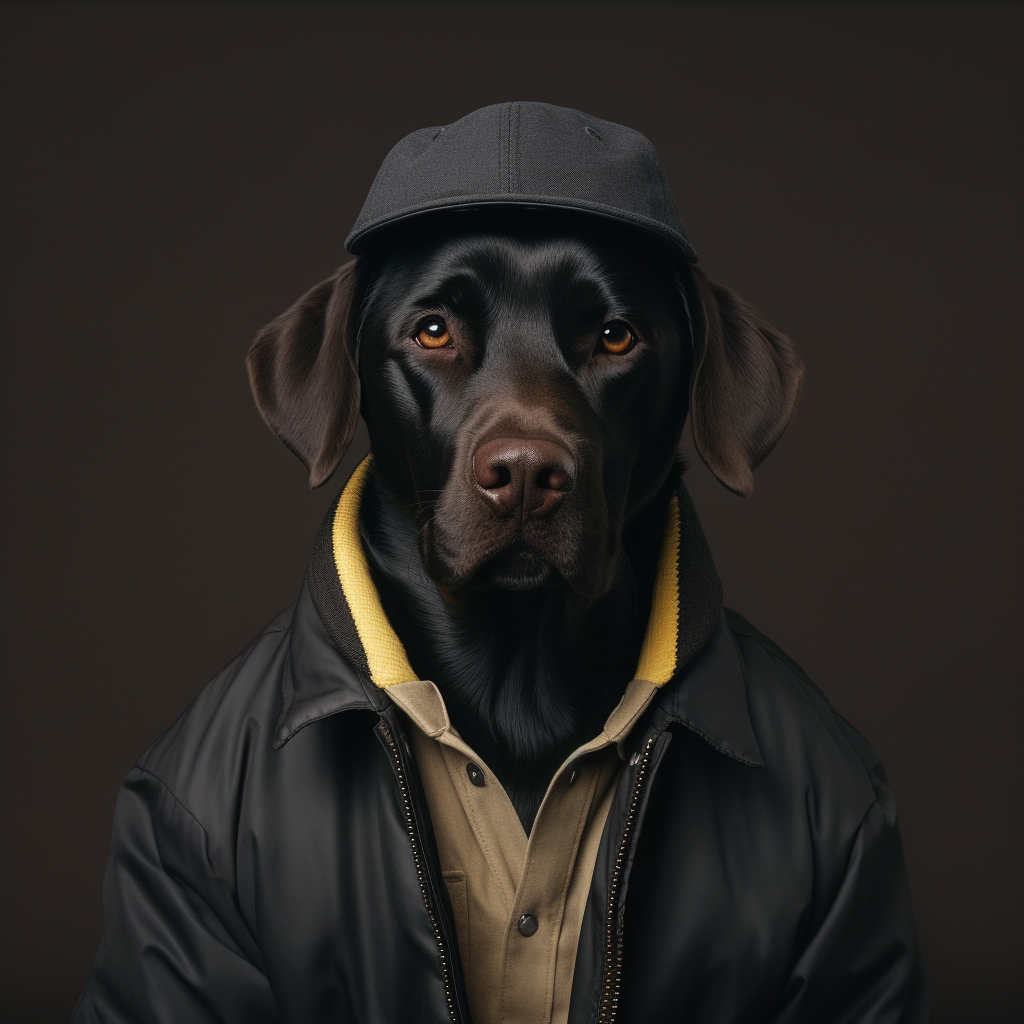 Photo of stylish black lab as Run DMC