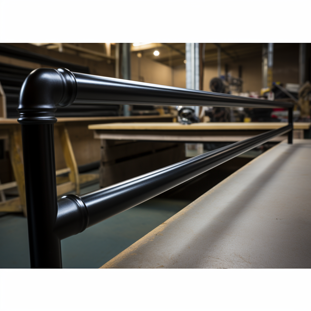 Black metal handrails with curved ends