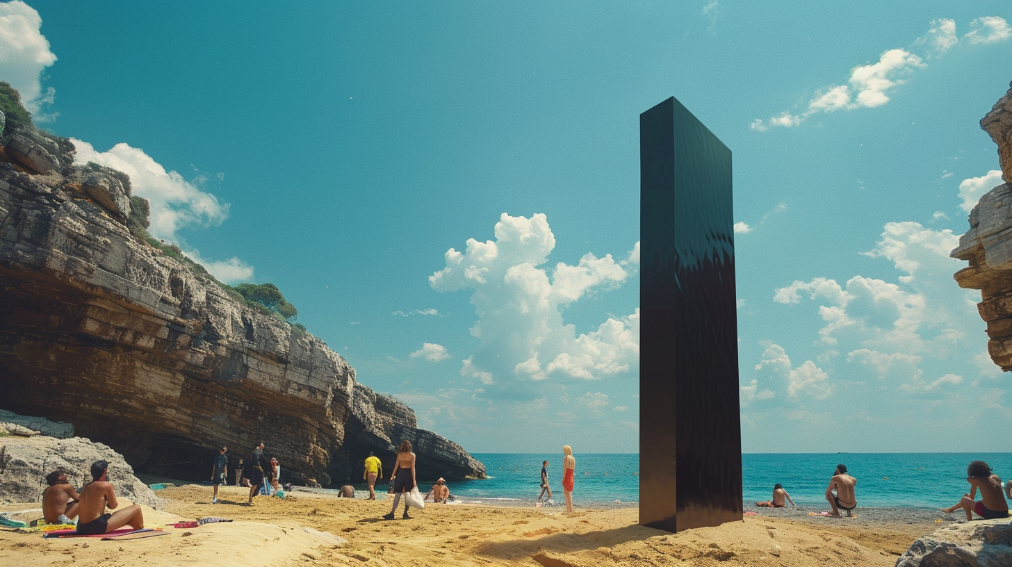 Black Monolith on Italian Beach