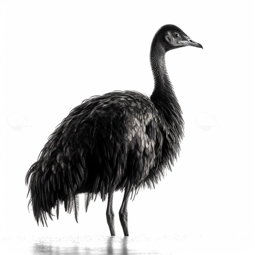 Black pampas rhea silhouette on a white background