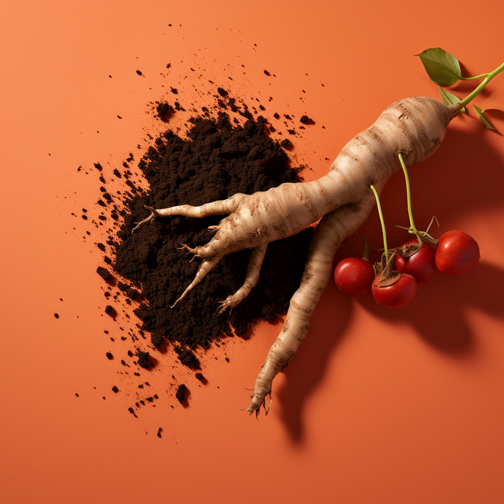 Black Red Maca Roots Orange Surface