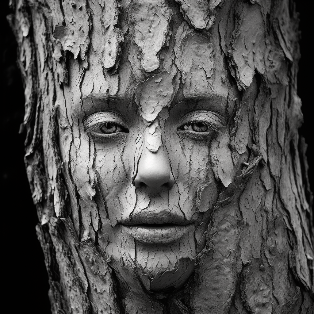 Beautiful photo of a tree trunk with a women's face